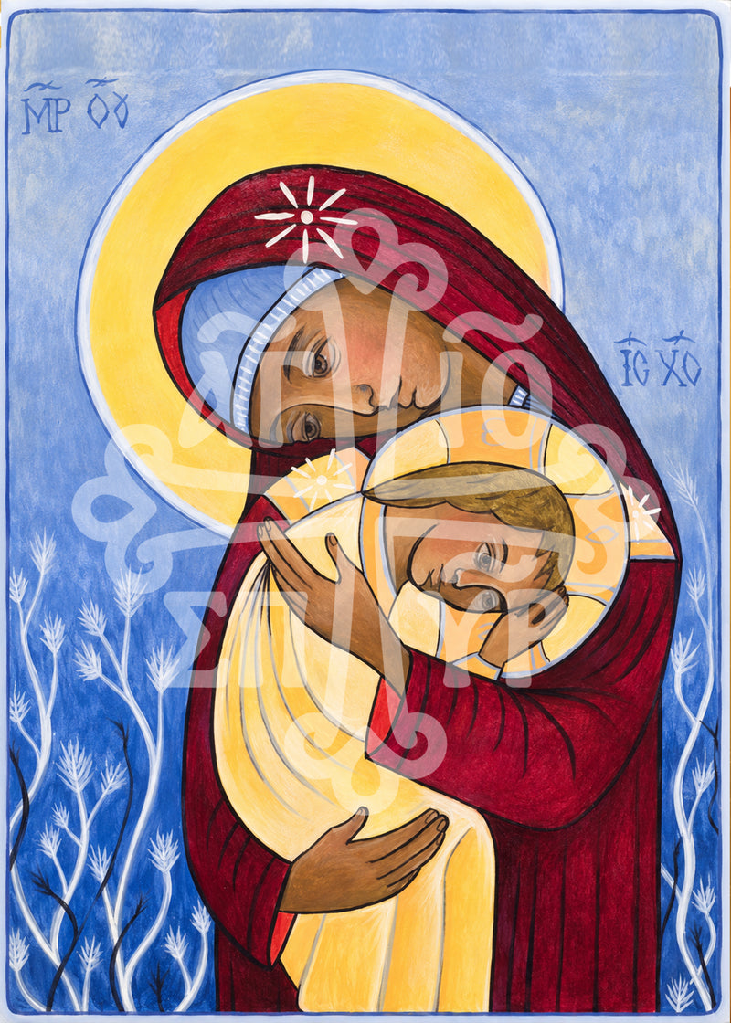 Loving Theotokos | Mounted Handmade Icon | Jennie Lyra Collection Icons