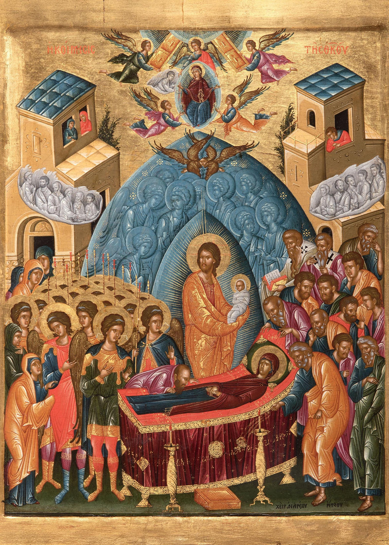 Mounted Handmade Icon | Dormition of the Theotokos