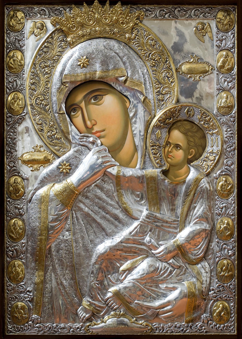 Mounted Handmade Icon | Panagia Paramythia Icon | 14th Century from Vatopedi Monastery