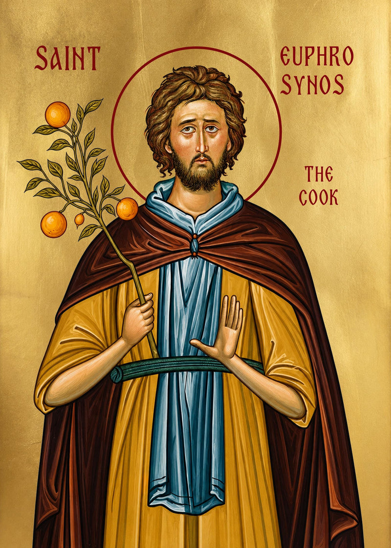 Mounted Handmade Icon | St. Euphrosynos the cook