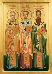 Mounted Handmade Icon | Three Holy Hierarchs