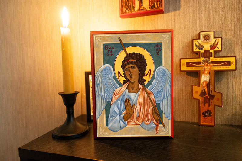 Guardian Angel | Mounted Handmade Icon | Jennie Lyra Collection Icons