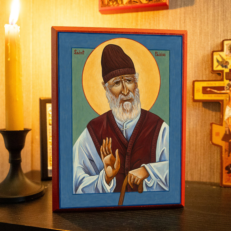 St. Paisios | Mounted Handmade Icon | Jennie Lyra Collection Icons
